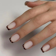 press on nails – 24pcs long square French leopard false nails