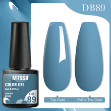 MTSSII Color Gel bottle with blue nail polish on a white background