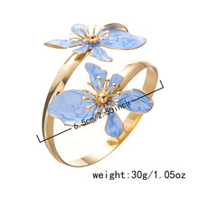 Elegant Enamel Flower Open Cuff Bracelet