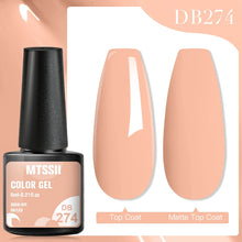 MTSSII color gel polish bottle with a nail sample and 'Top Coat' text on a peach background