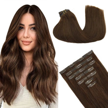 Invisible skin weft clip in remy hair extensions balayage blonde
