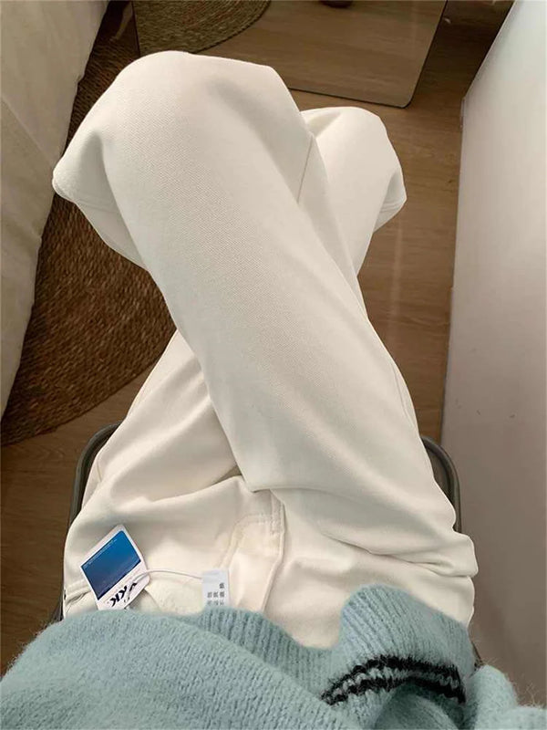 Winter Warm White High Waisted Denim Jeans