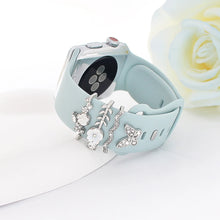 watch strap charms – 4pcs butterfly flower rhinestone watchband rings