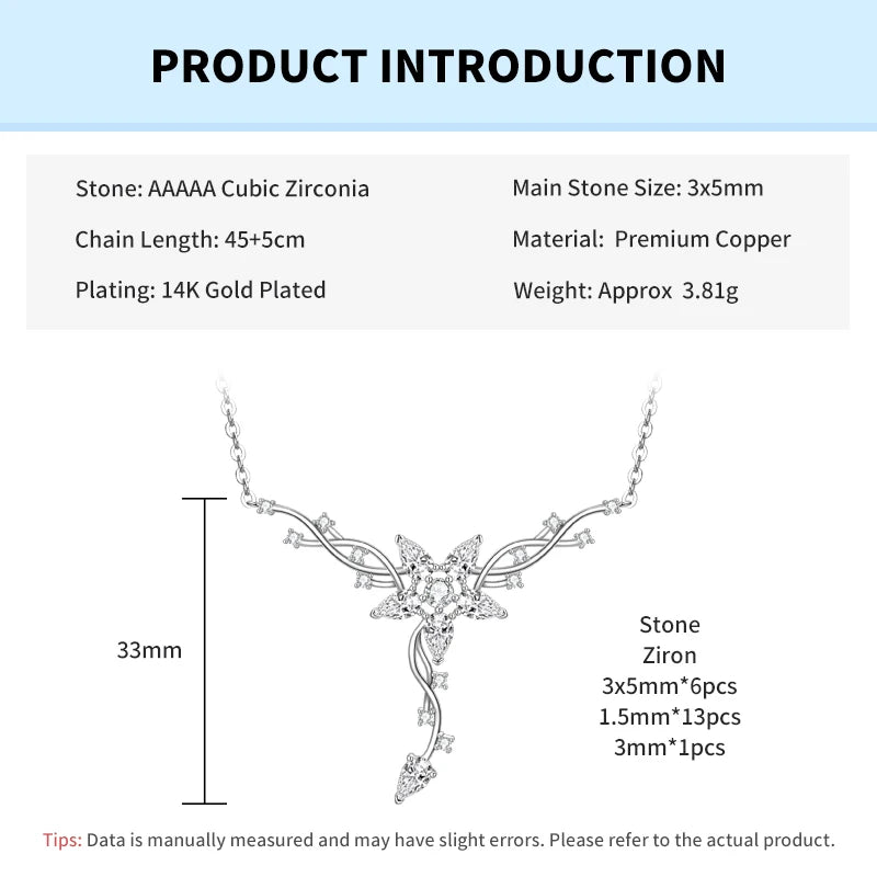 Teardrop Round Cubic Collarbone Charm Chain