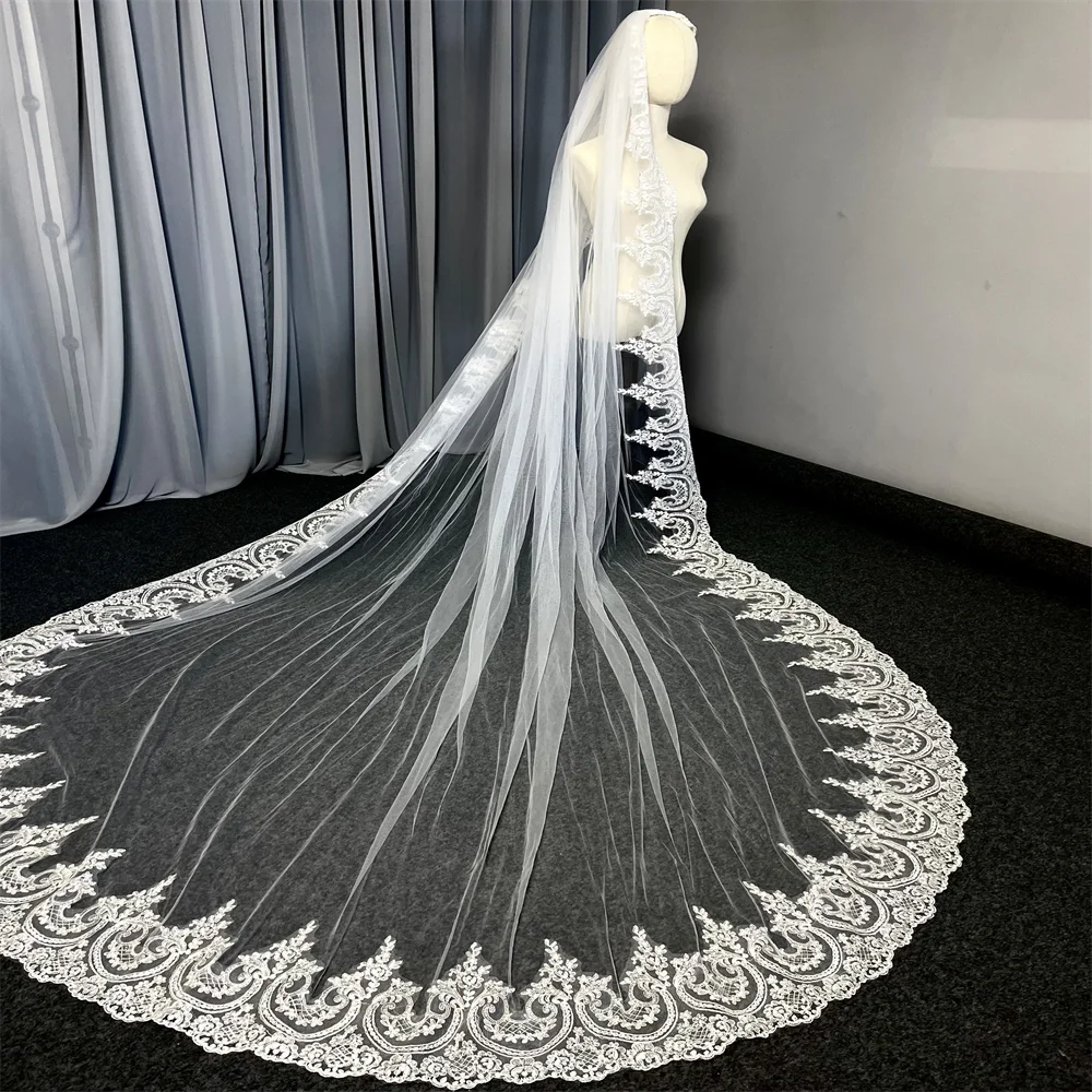 Lace Wedding Veil 3 Meters Long White Ivory Bridal Headpiece