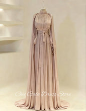 Modern High Neck Long Sleeves Pleated Evening Dresses