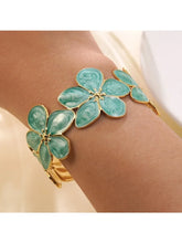  Enamel flower cuff bracelet multicolor vintage floral design.