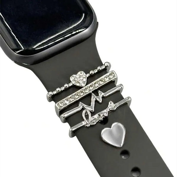 watchband ring loops – 5pcs rhinestone metal watch strap charms