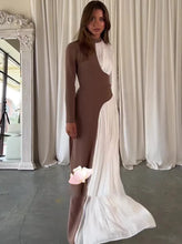 Round Neck Blocked Long Sleeved Dress