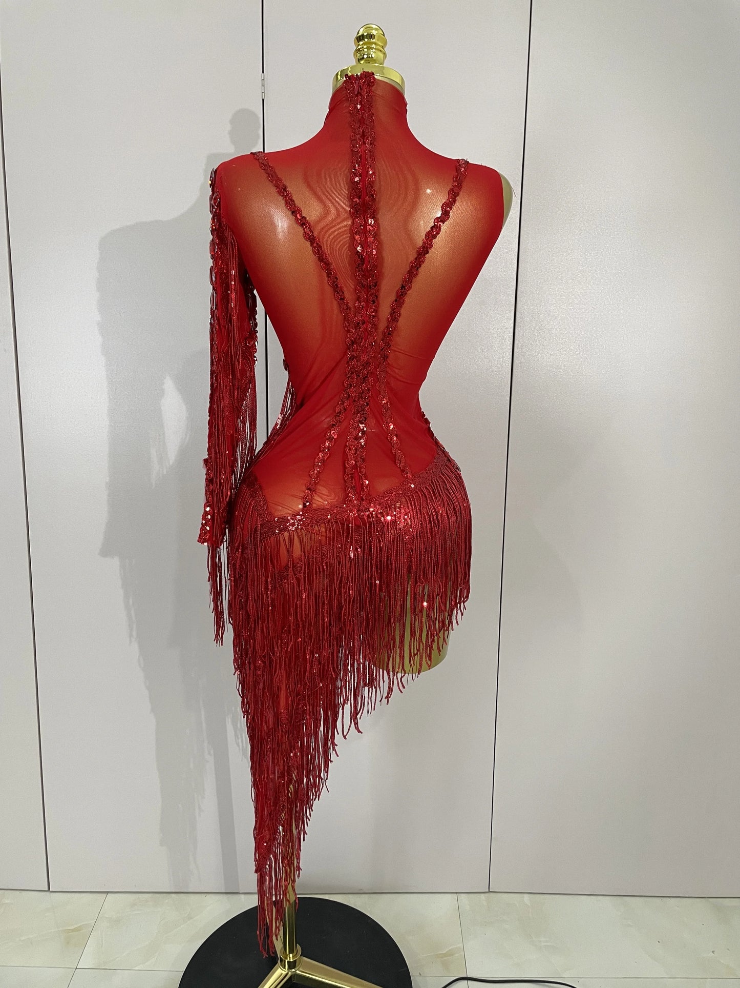 Sparkly Rhinestones Tassel Dress