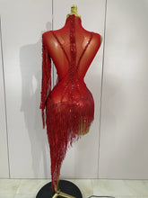 Sparkly Rhinestones Tassel Dress