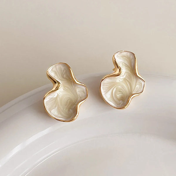 abstract stud earrings for women – white black pink