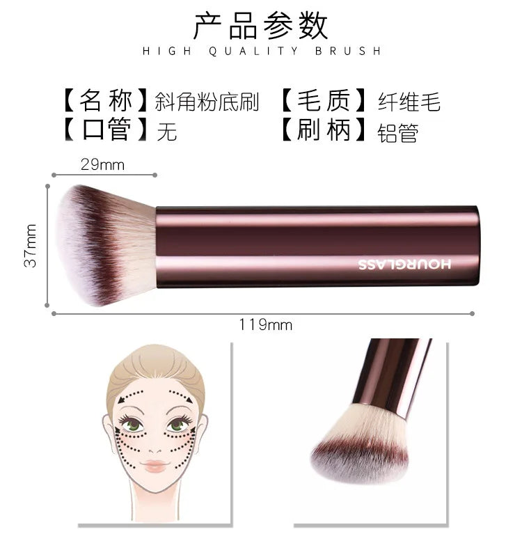 1pc Hourglass Finish Foundation Makeup brushes Vanish Foundation Make up brush metal handle Concealer Bronzer high end with box