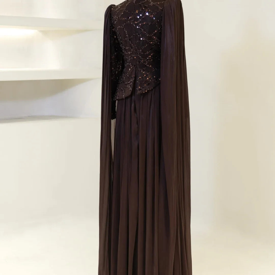 Cape Sleeves and Pleated Jersey Maxi Skirt 2026