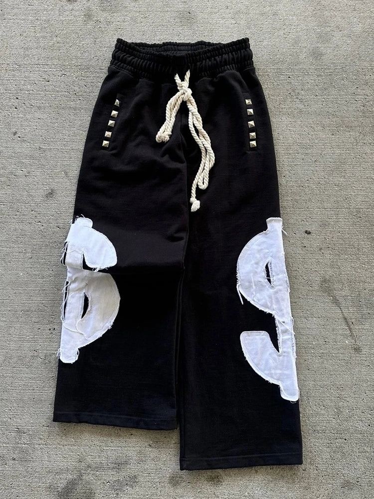 Hip-hop punk chic letter print women's trousers rock sexy Y2K Harajuku aesthetic American retro street loose versatile trousers