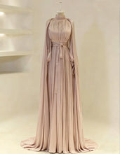 Modern High Neck Long Sleeves Pleated Evening Dresses