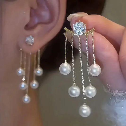 Oversized Simulated Pearl Drop Earrings