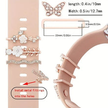 watch strap charms – 4pcs butterfly flower rhinestone watchband rings