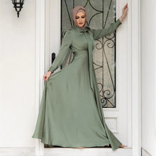 Satin Long Sleeve Pullover Dress
