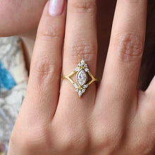Elegant geometric gold cubic zirconia wedding ring for women